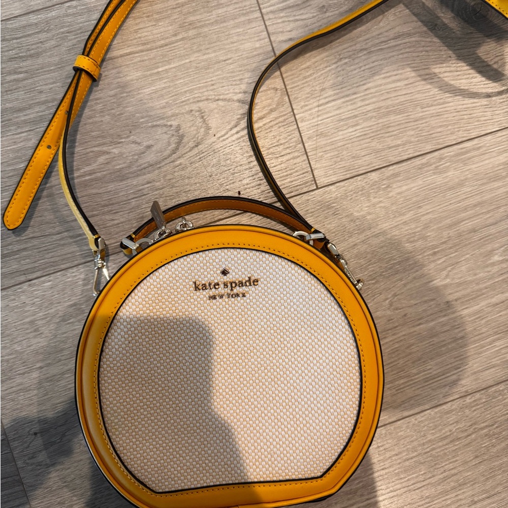 Kate Spade Yellow and White Circular Crossbody Bag